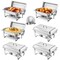 4 Pack 8 Qt Chafing Dish Buffet Set, Catering Warmer with Pans and Stand